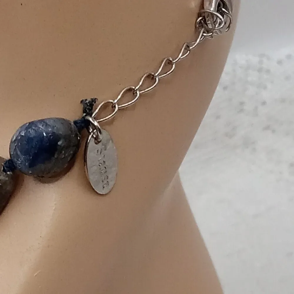 Stauer Tumbled Stone Bead Necklace Gray Natural Polished Gemstones Nuggets